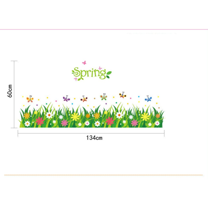 Decal dán chân tường - cỏ xanh hoa lá 01