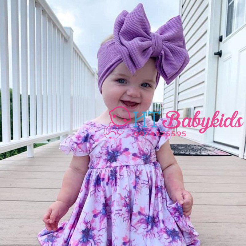 Băng Đô Turban Thắt Nơ Chất Liệu Cotton Dễ Thương Cho Bé Gái