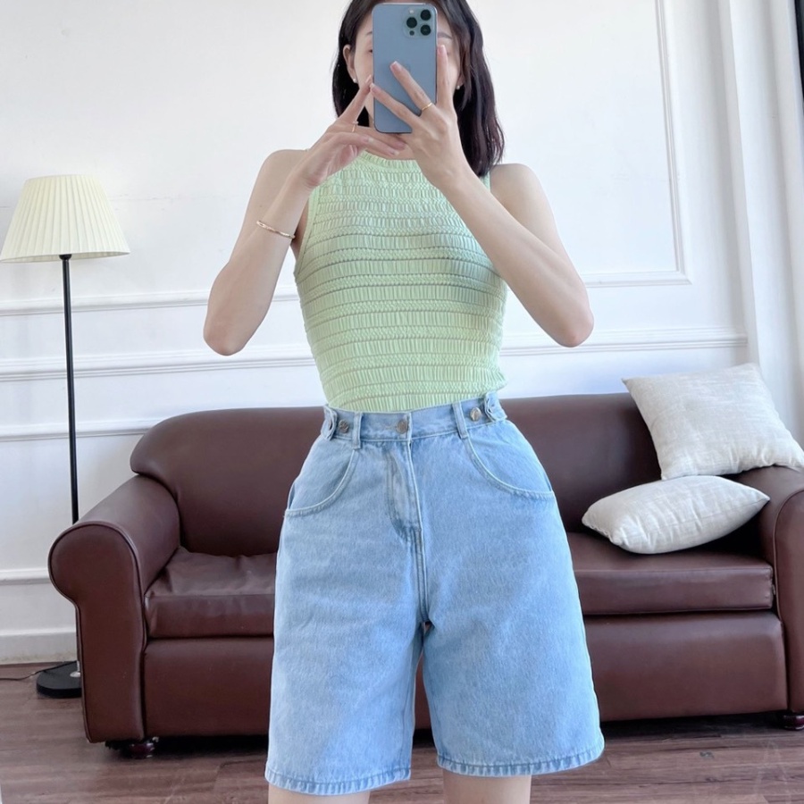 Quần bò nữ cap chun, quần short jean lưng chun đai chỉnh eo có bigsize