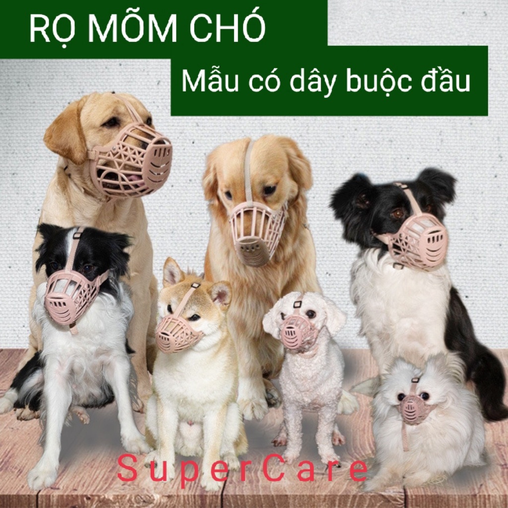 RỌ MÕM NHỰA Cho Chó (6 Size)- Mẫu Mới Nâng Cấp ( thêm Dây buộc đầu )