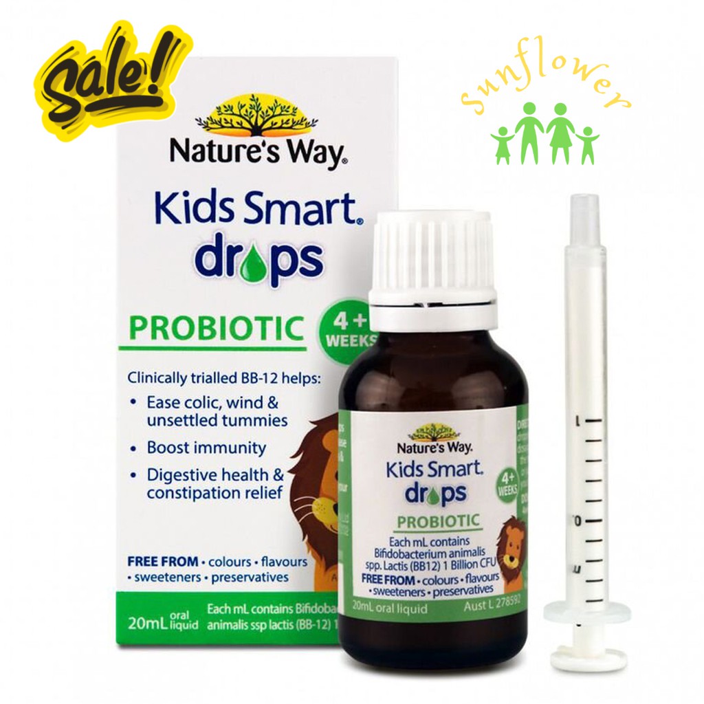 Nature's Way Kids Smart Drops Probiotic Bổ Sung Men Vi Sinh Cho Bé Từ 2 Tuần Tuổi