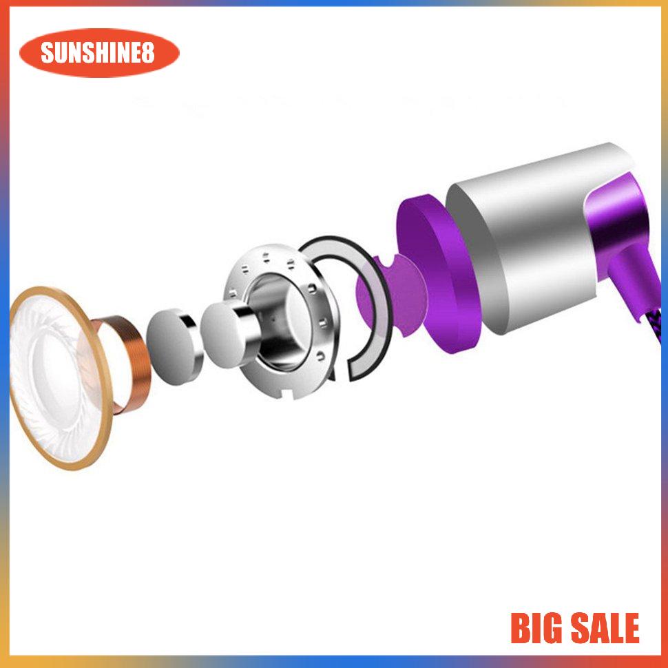 【SUN】In-ear Earphones Heavy Bass Nylon Cable Sturdy Earphones With Microphone
