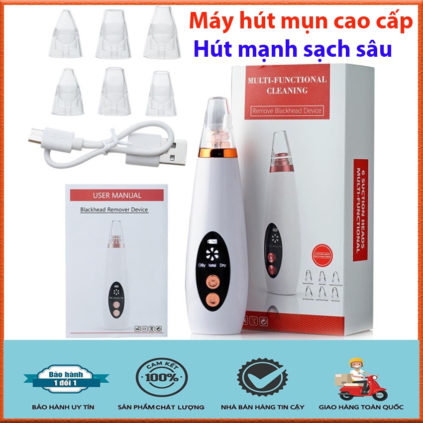Máy hút mụn cám mụn đầu đen kèm 6 đầu hút tiện dụng