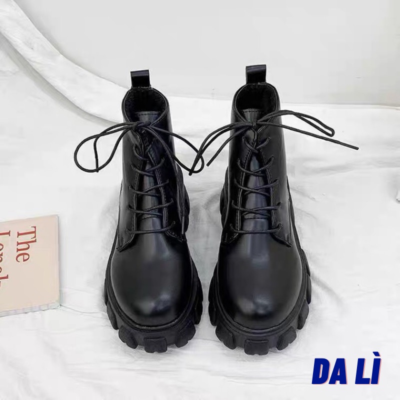 Giày Bốt Nữ Cổ Cao Giày Oxford Nữ Đế Cao Da Mềm Phong Cách Ullzang