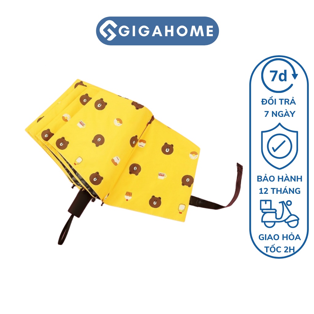 Ô Dù Che Mưa, Đi Nắng Hình Gấu Brown Chống Tia UV GIGAHOME Nhỏ Gọn Dễ Đem Theo 6998