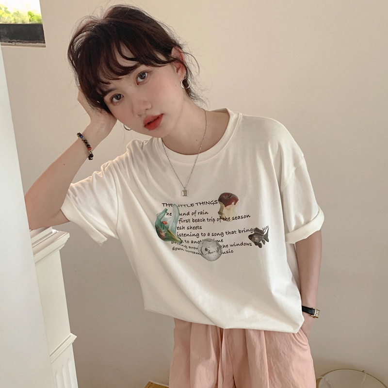 NRVP Áo Thun Cotton Tay Ngắn Cổ Tròn Màu Trơn Thời Trang Dành Cho Nữ