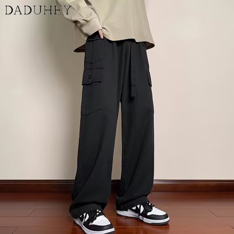 DaDuHey Autumn American Style Retro Multi-Pocket Versatile Workwear Pants Men and Women Couple Loose Straight Casual Pants