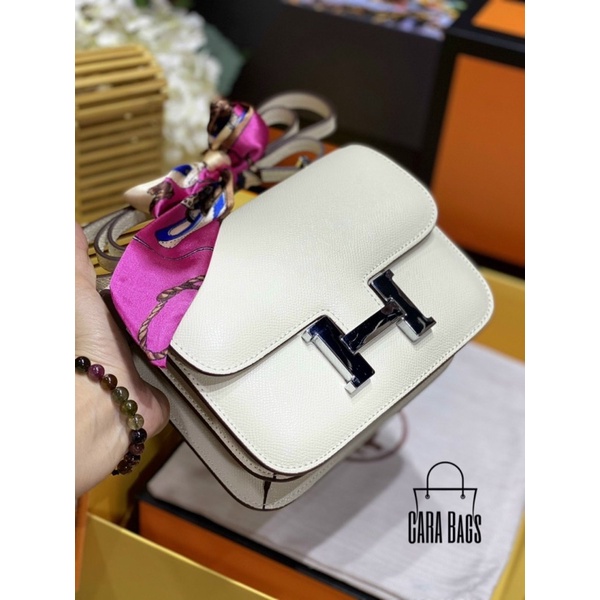 +Túi xách HM đeo chéo da sần, da Epsom size 19 tặng kèm khăn quấn túi