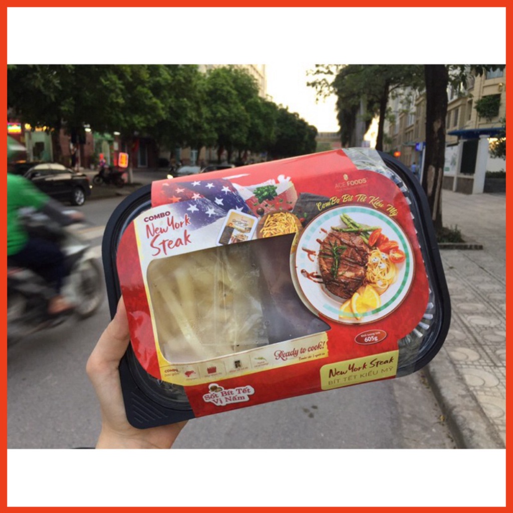 [HÀ NỘI] [GIAO 24h] Combo Bít tết (vị nấm/ vị tiêu đen) 605g/hộp hiệu ACE FOODS+, Combo beefsteak [KS0120080 BL]