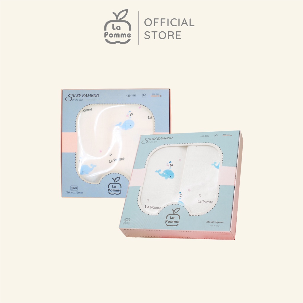 Combo 2 K003 Khăn đa năng (120x120cm) + K002 Set 2 Khăn đa năng (75x75cm) sợi tre lụa - Cá heo