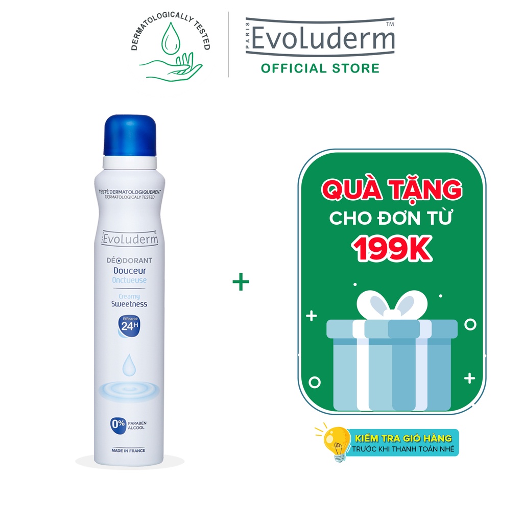 Xịt khử mùi toàn thân 24h Creamy Sweetness Evoluderm 200ml