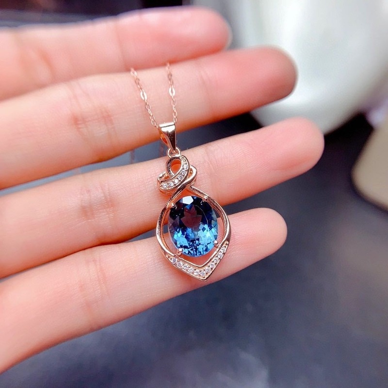 Mới vòng cổ Mạ Vàng Hồng Mặt Hình Moissanite