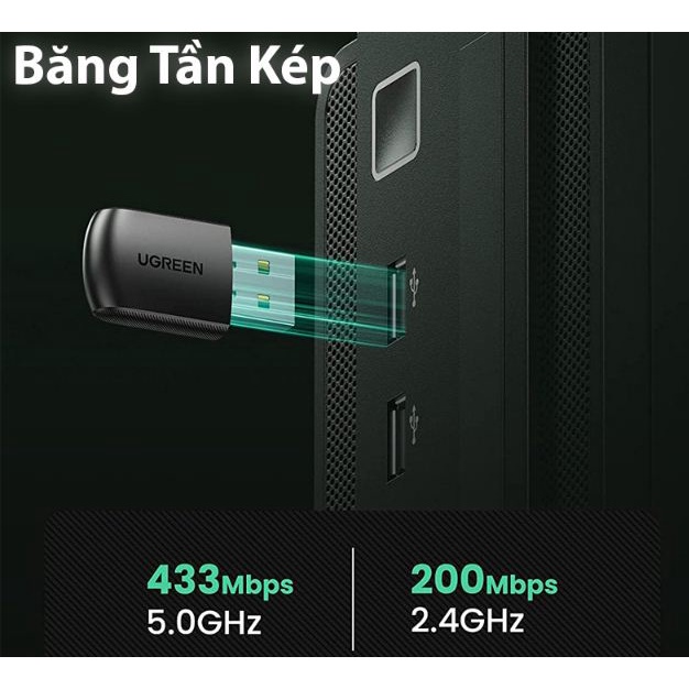USB Wifi UGREEN 20204 Băng tần kép 5G & 2.4G - Hàng Chính Hãng Bảo Hành 18 Tháng