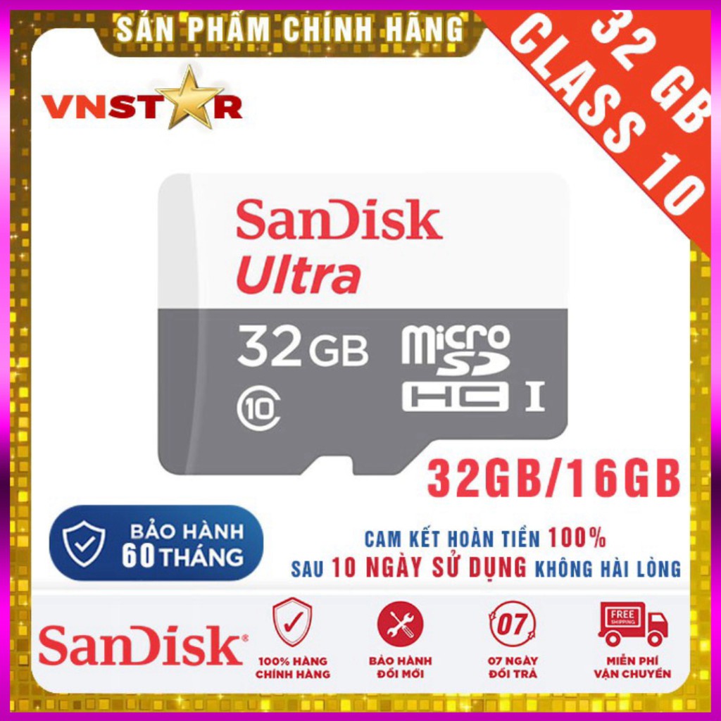 FREE SHIP Thẻ Nhớ SanDisk Ultra 32/16GB Chuyên Dùng Cho Camera, Điện Thoại 80MB/S - Sản Phẩm Chính Hãng ....! | BigBuy360 - bigbuy360.vn