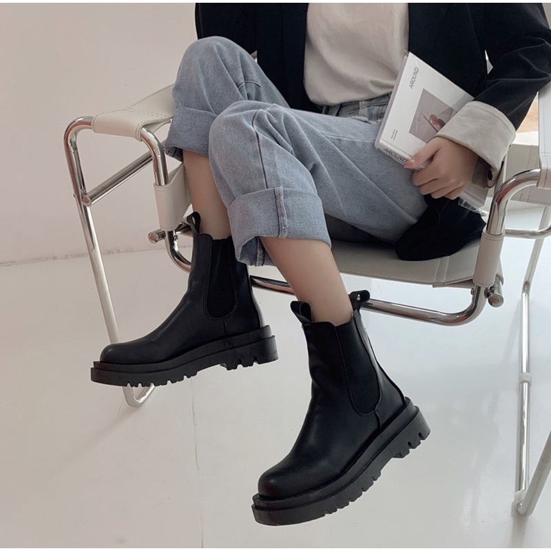 Boot Mona Cổ Cao Mix Chun  Winter 2021  Chất Liệu Dày Dặn L1