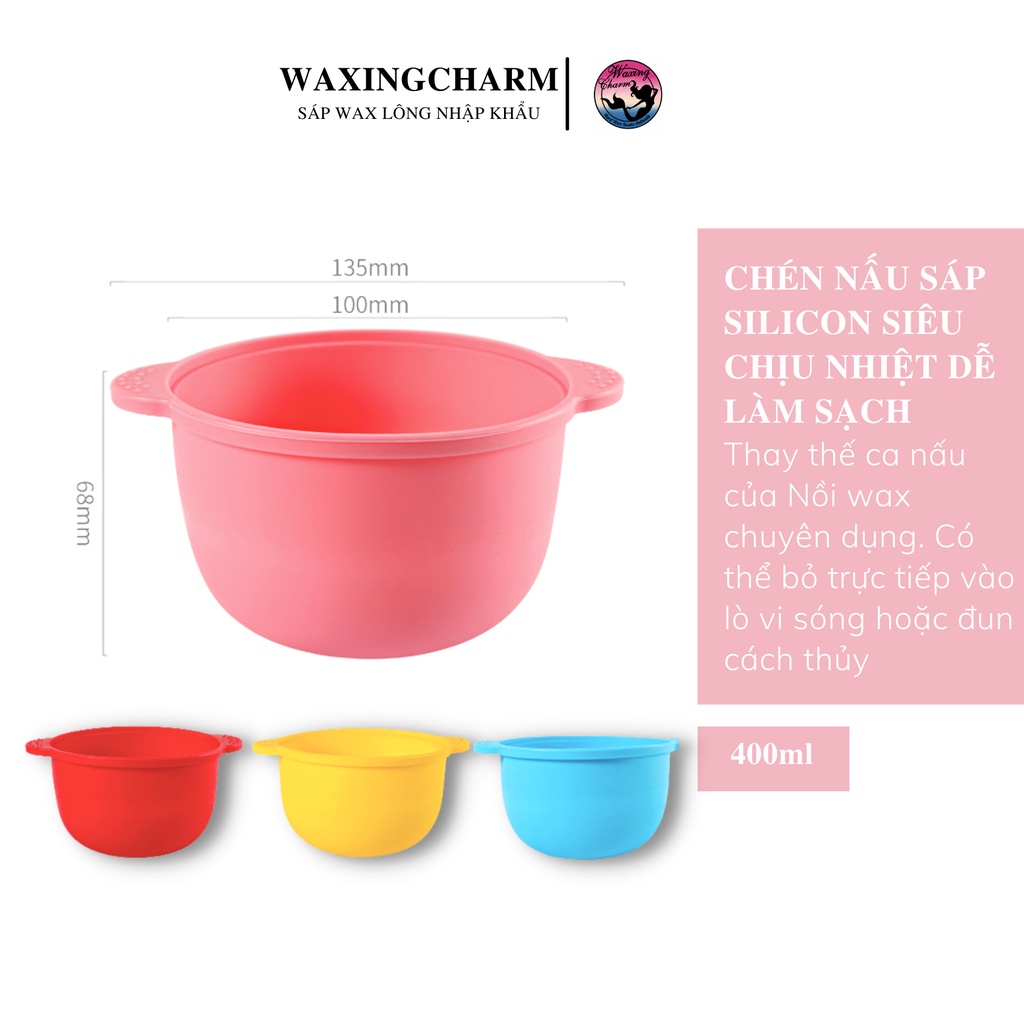 Combo Wax Sáp Wax Lông Nóng Waxingcharm, Mỡ Trăn Và Chén Nấu Sáp Silicon Dành Cho Nách, Body, Bikini