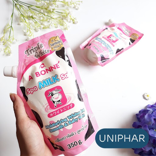 Muối tắm sữa bò A Bonne Spa Milk Salt Thái Lan - Muối tắm tẩy tế bào chết, trắng da - Hàng nhập khẩu loại có vòi