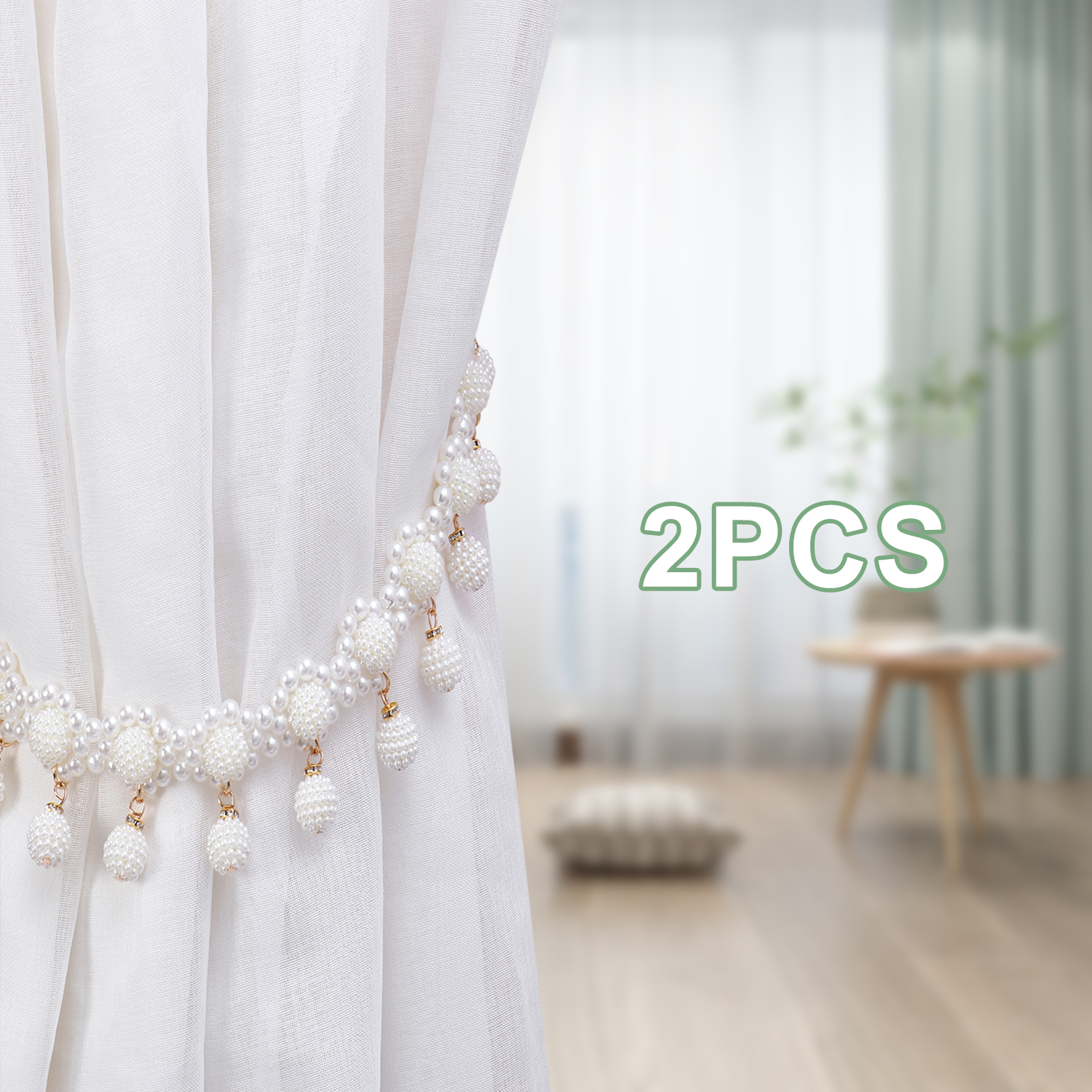 DAPHNE Set 2 Dây Buộc Rèm Cửa Đính Ngọc Trai Giả