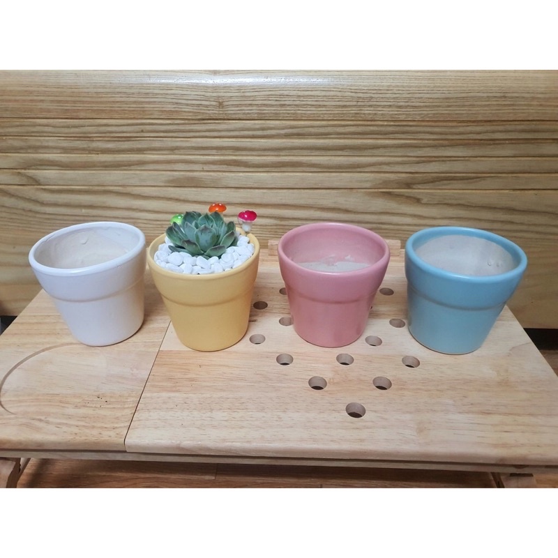 Chậu sứ Vành miệng cao 8cm trồng cây Để Bàn, Cây Nội Thất, Sen Đá, Xương rồng, Cây Bon