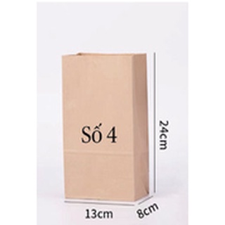 50 cái Túi giấy kraft đựng thực phẩm số 4 -