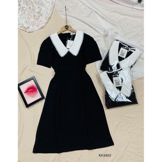 Váy đầm đen phối cổ trắng quý phái
