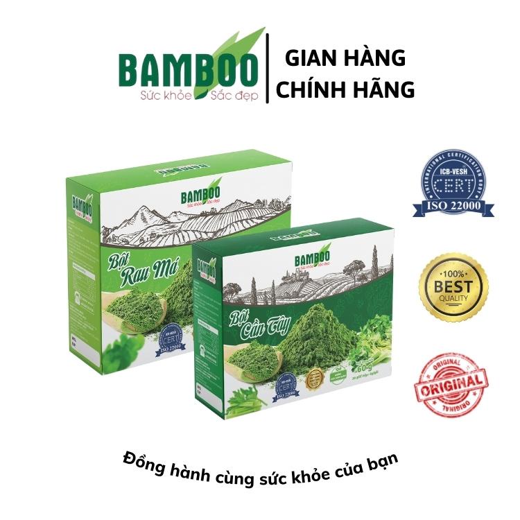 Combo bột cần tây - bột rau má Bamboo nguyên chất, siêu mịn ( hộp 20 gói/ 60g x 2)