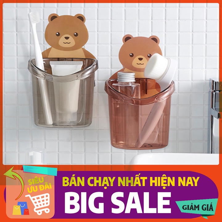 [💖GIÁ HỦY DIỆT💖]Cốc gấu đựng bàn chải kem đánh răng Cốc gấu dán tường siêu dính Cốc gấu dán tường đự