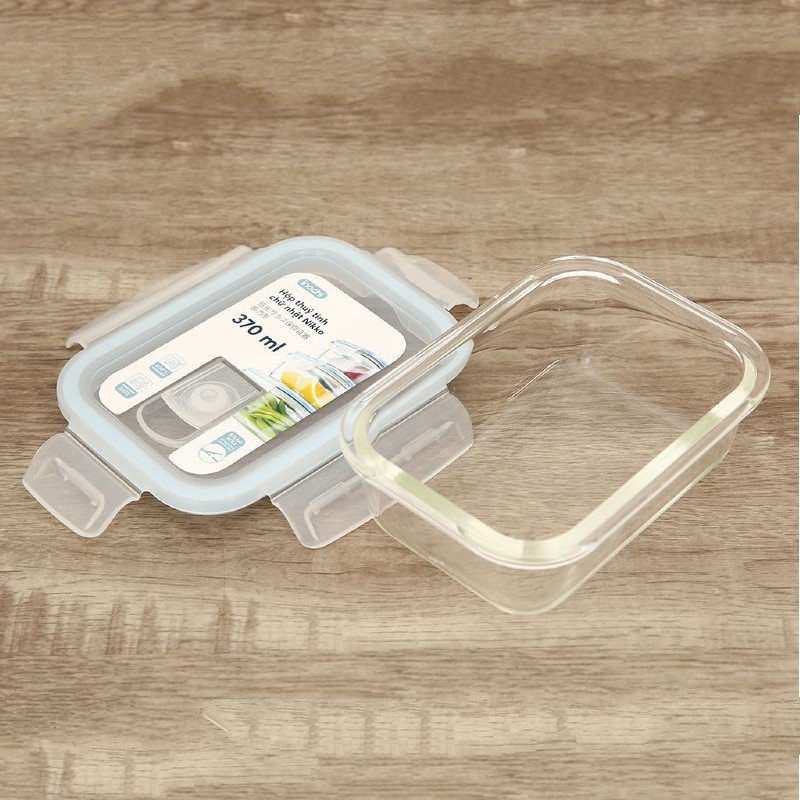 Hộp thủy tinh chữ nhật Inochi Nikko 370ml đựng thực phẩm,hộp đựng cơm giữ nhiệt văn phòng