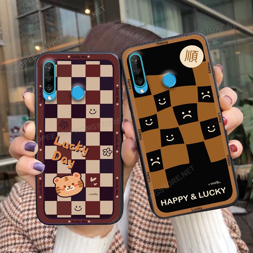 Ốp lưng Huawei Nova 4e / P30 Lite in họa tiết caro,chú gấu cực đáng yêu / ốp gấu cute giá rẻ siêu bền