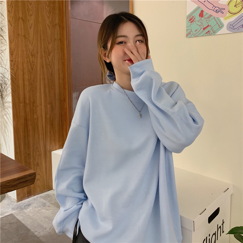 Xiaozhainv Áo Sweater Tay Dài Màu Trơn Phong Cách Hàn Quốc Năng Động Cho Nữ | BigBuy360 - bigbuy360.vn