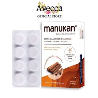 Viên Ngậm Giảm Ho, Đau Họng, Rát Họng Từ Mật Ong, Quế, Vitamin C Manukan Cinnamon Ba Lan ( Hộp 16 Viên)