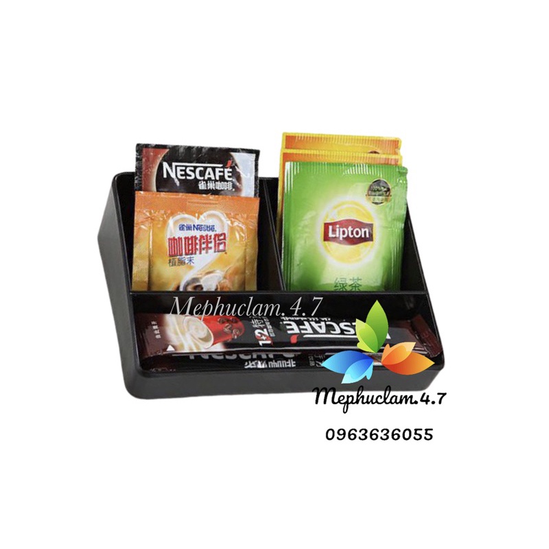 Khay đựng túi trà, cafe ba ngăn cho khách sạn, resort, homestay, nhà nghỉ, văn phòng, ...