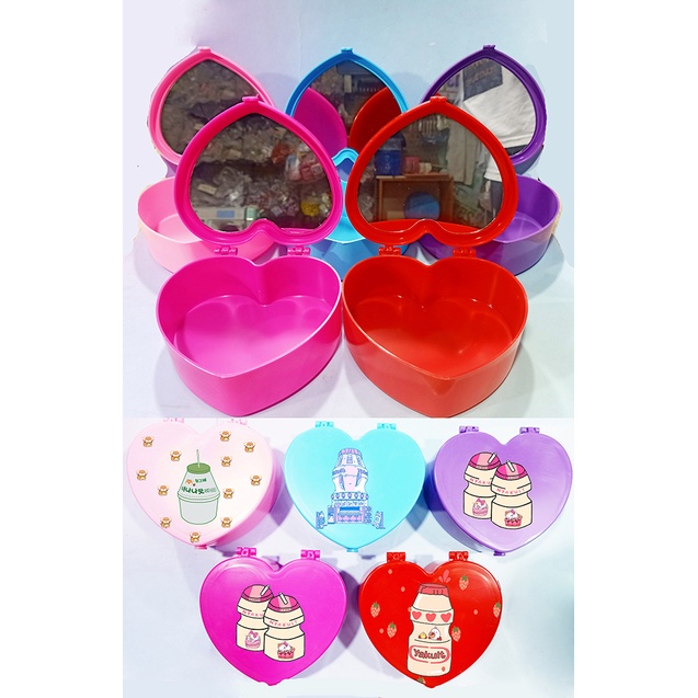 Hộp tim yakult kèm gương HKG3 dễ thương cute đựng trang sức hoạt hình