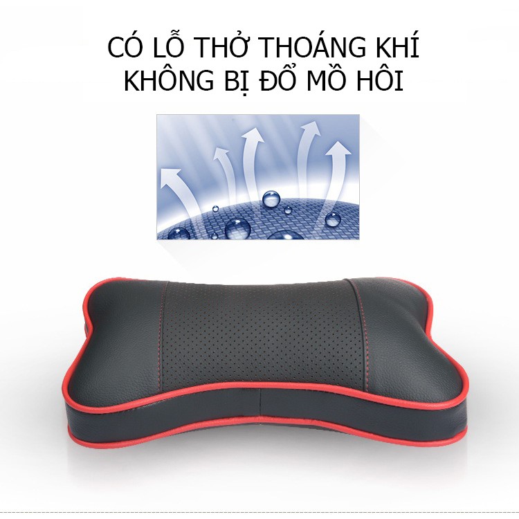 Gối tựa đầu trên ô tô xe hơi xe khách xe tải văn phòng loại có dây cài phía sau cao cấp