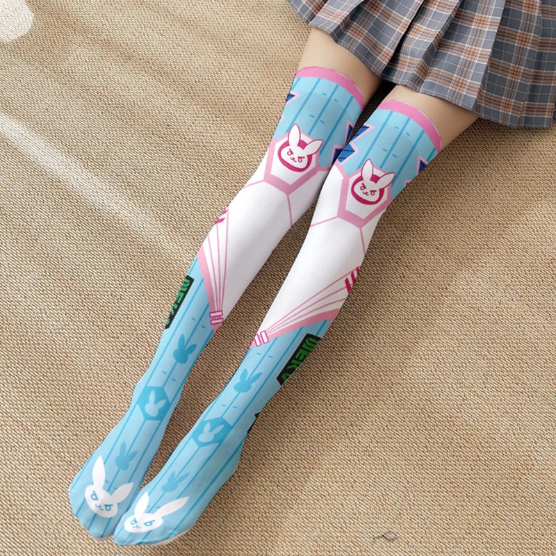 Tất Dài Qua Gối In Họa Tiết Hoạt Hình Phong Cách Lolita