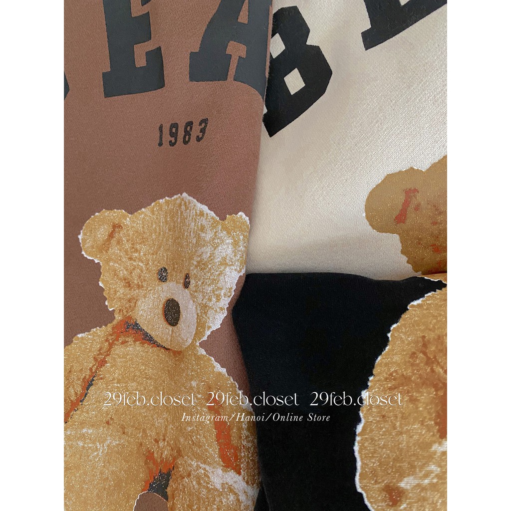 [Ảnh thật/Video] Áo sweater nỉ bông oversize in gấu BEAR tag 3158, mặc đôi nam nữ - 29feb.closet