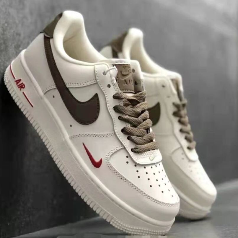 Giày sneaker AF1 trắng vạch nâu Hot trend nam nữ, Giày FORCE 1 trắng nâu dùng đi học,tập gym,chạy bộ