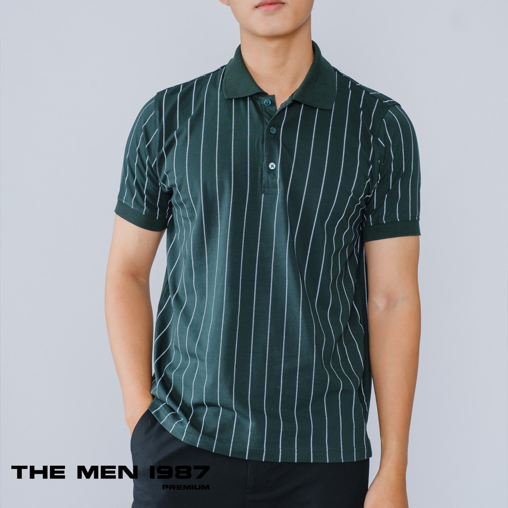 Áo Polo Nam Phối Sọc The Men 1987 Chất Thun Cotton Co Dãn 4 Chiều Xuất Xịn, Chuẩn Form