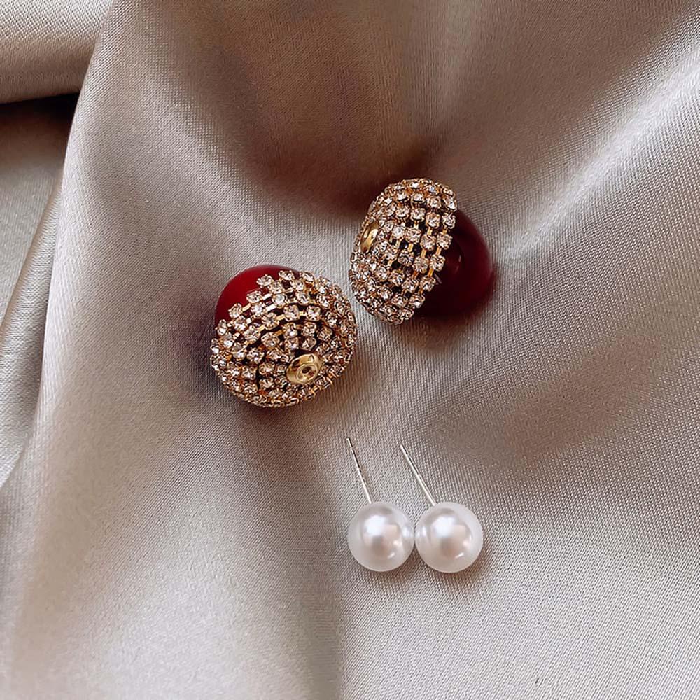 Bông Tai Hình Quả Cherry Bằng Hợp Kim Dễ Thương