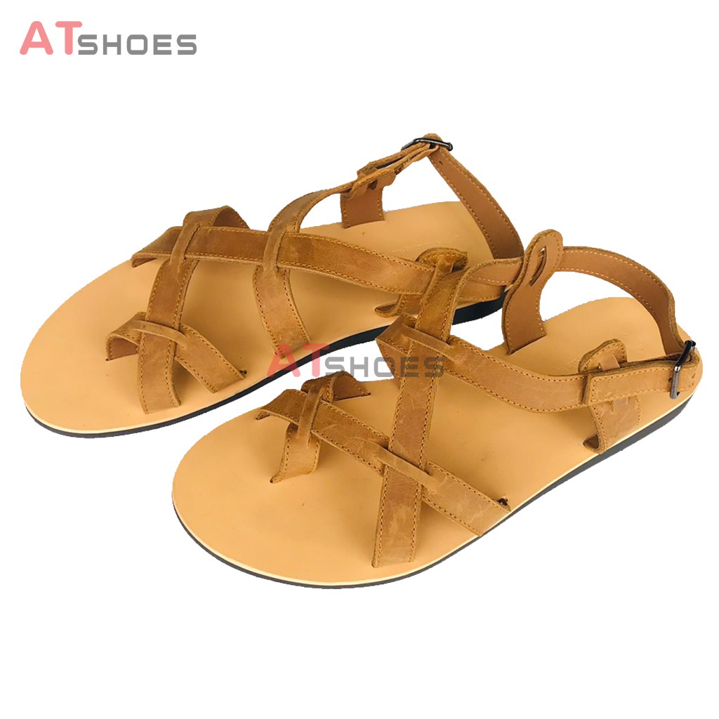 Dép Sandal Unisex Cao Cấp Da Bò Thật Sandal Xỏ Ngón Nam Nữ Trẻ Trung Đế Caosu Chống Nước Atshoes XDSGNAU22