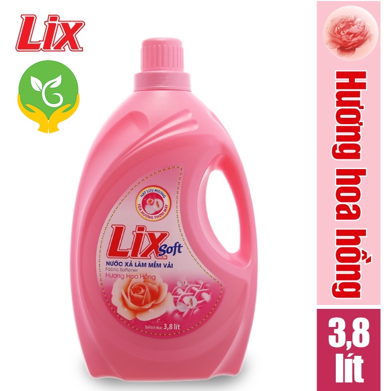 Nước xả vải Lix Soft hương hoa hồng 3.6 lít - Lưu hương trên từng sợi vải