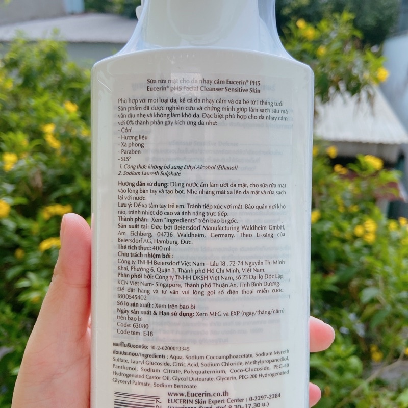 Sữa Rửa Mặt Eucerin PH5 Facial Cleanser Da Nhạy Cảm (400ml)