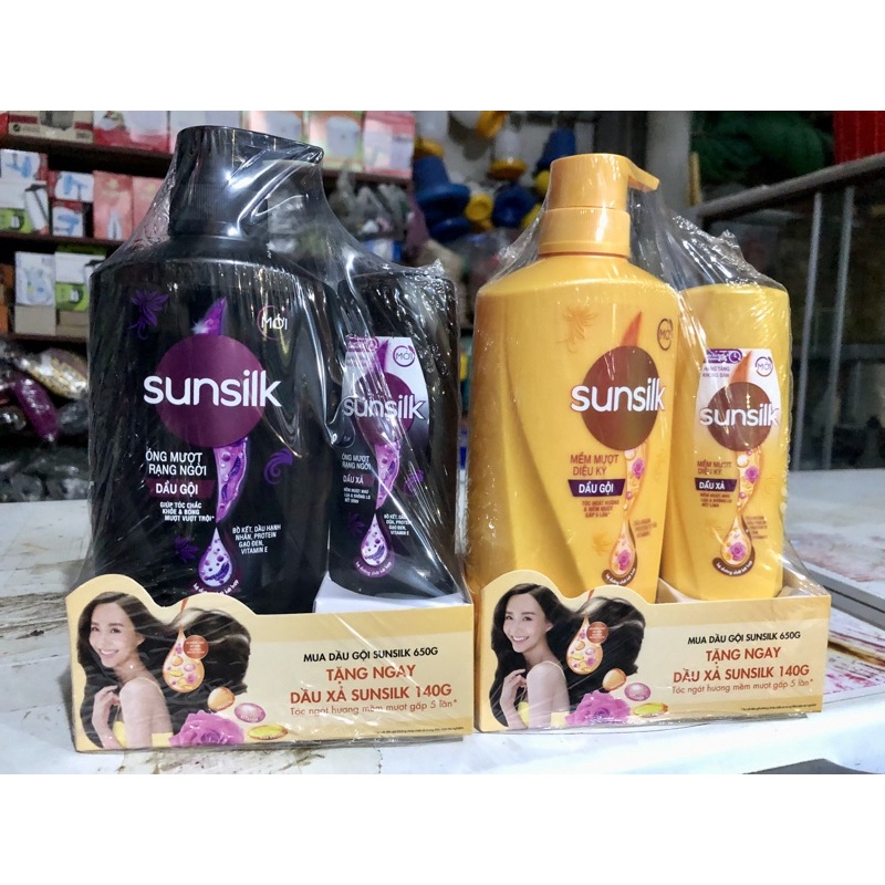 Dầu gội Sunsilk vòi 650g tặng chai dầu xả,dầu gội 140g