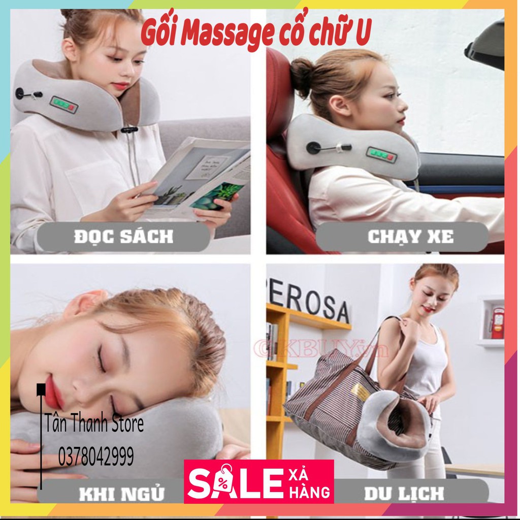 ❤️Gối Massage❤️ Cổ Chữ U 360 Đa Năng - gối massage vòng cổ hô trợ mát xa vùng cổ, giảm đau nhức vai gáy