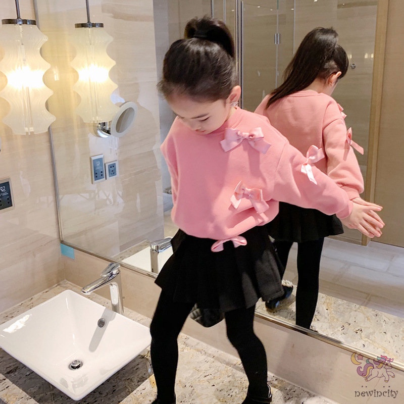 Áo sweater đính nơ kiểu Hàn Quốc thời trang mùa đông cho bé