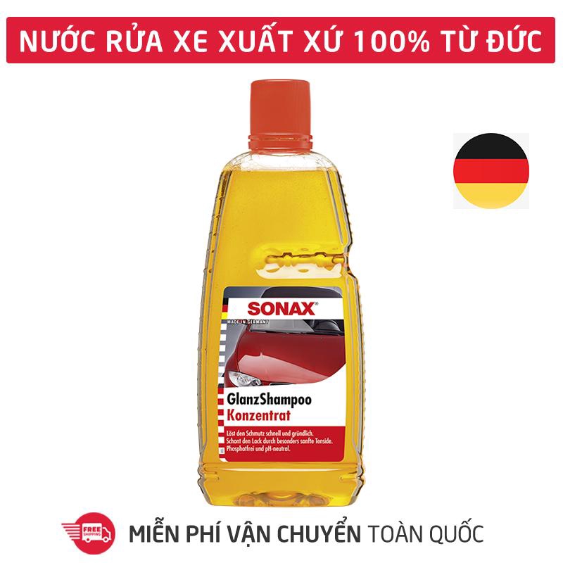 Nước rửa xe đậm đặc,chai dung dịch rửa và làm bóng xe hơi tạo bọt tuyết hương thơm Sonax Gloss Shampoo 1000ml_SN-314300