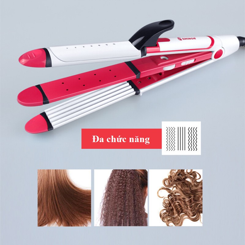[MUA 1 TẶNG 1] Máy tạo kiểu tóc đa năng 3in1 SHINON-8005 dùng để uốn xoăn, duỗi thẳng, dập xù+Tặng kèm lược chải tóc rối