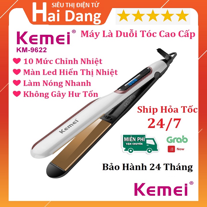 Máy Là Tóc Cao Cấp, Máy Ép Tóc Chính hãng KM-9622 - 10 Mức Chỉnh Nhiệt - Duỗi/ Là Tóc Mái Tiện Dụng - Bảo Hành 24 Tháng