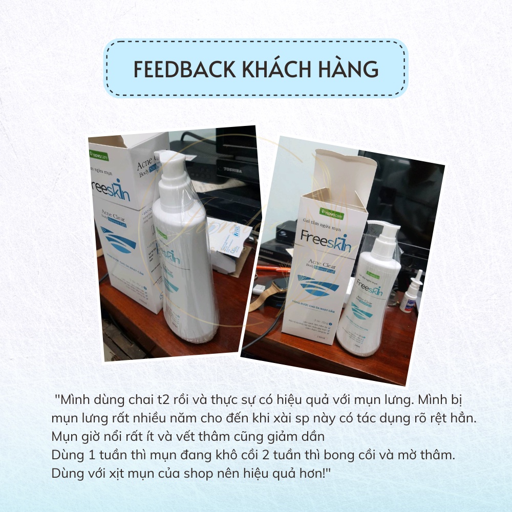 Sữa tắm giảm mụn lưng freeskin ngăn ngừa mụn lưng ngực giảm thâm sáng da 250ml – junlee làm đẹp chính hãng