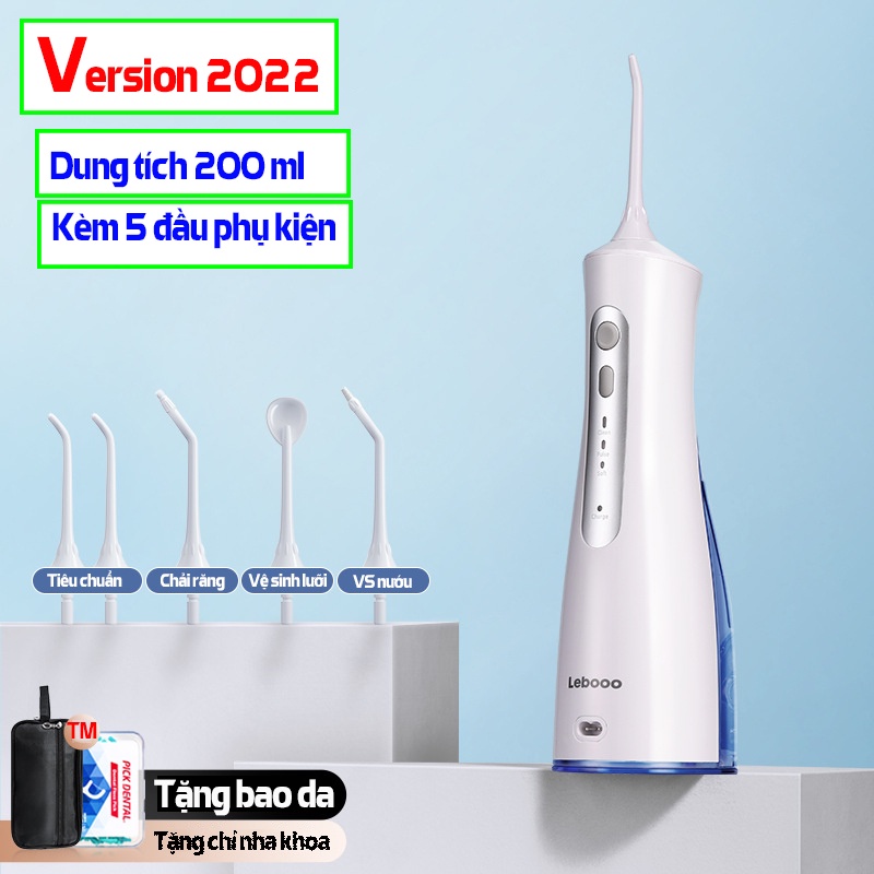 Máy tăm nước nha khoa thiết kế hiện đại dung tích bình chứa 200ml, dung lượng pin lớn 1400mAh